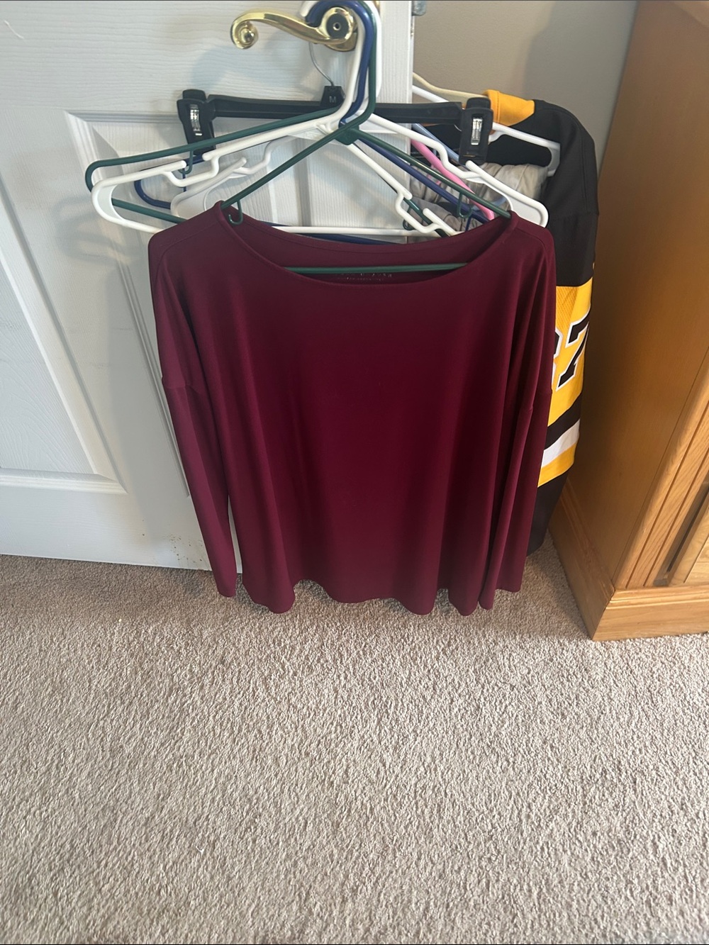Susan Graver Long-Sleeve Boatneck Top in Wine